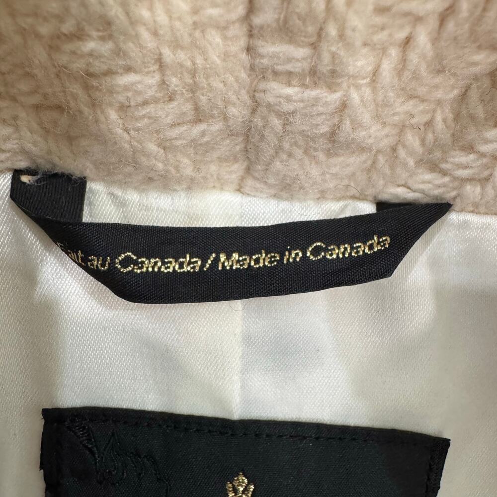 Mackage Petite Ivory Herringbone Wool Blend Coat Leather Trim - Picture 7 of 14